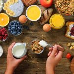 A good for breakfast for an athlete on a table