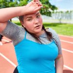 face get red Woman with red face after exercising