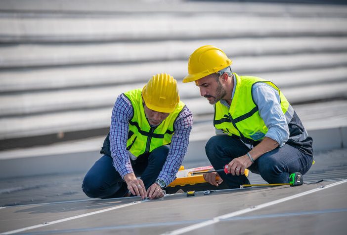engineer working on basketball court