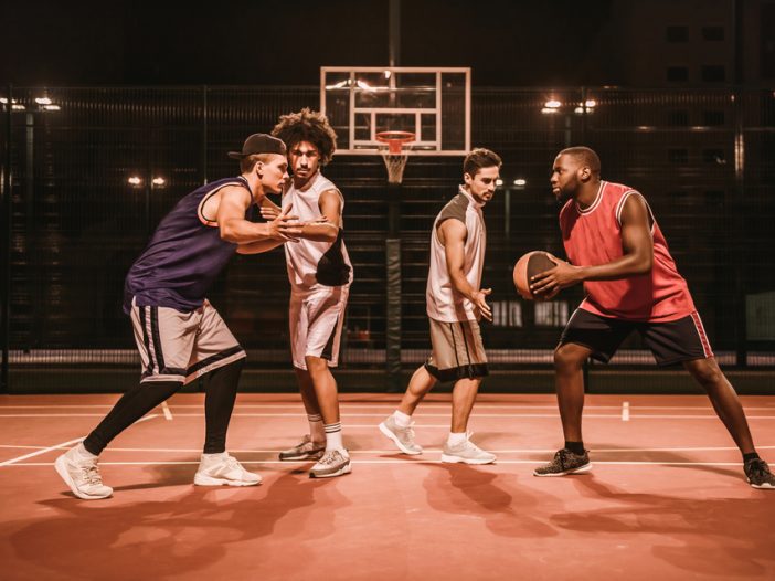 Basketball players in a court